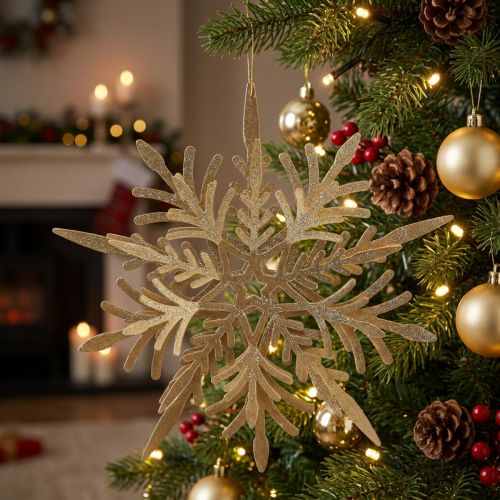 Snowflake 3D effekt guld 16cm x 15,5cm 2 stk | Floristik24.dk