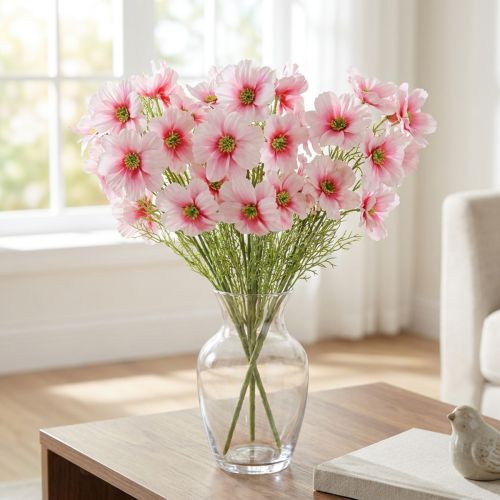 Kunstige kosmosblomster lyserøde 77 cm dekorative blomster kunstige planter silkeblomster sæt med 3 | Floristik24.dk
