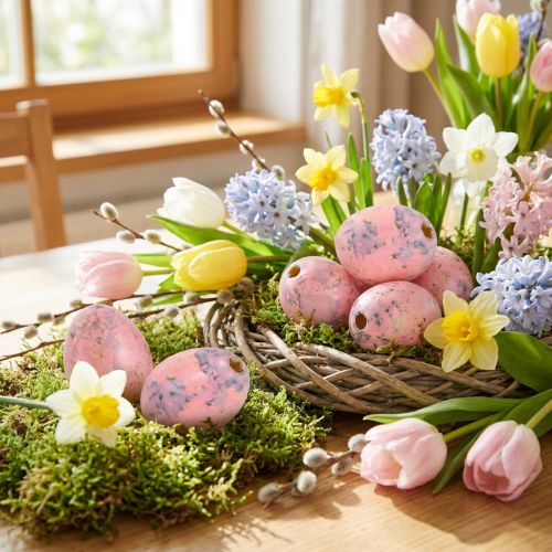 Vagtelæg lys pink 3cm blæst æg forårsdekoration 50 stk | Floristik24.dk