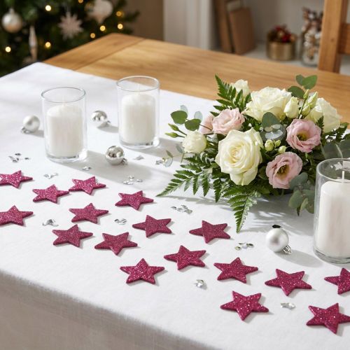Scatter dekoration glitterstjerne 6,5cm pink 36 stk | Floristik24.dk
