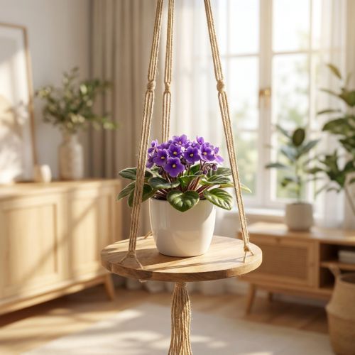 Plantegynge, blomsterbakke på reb, hængekurv med makrame Ø34cm L84cm | Floristik24.dk