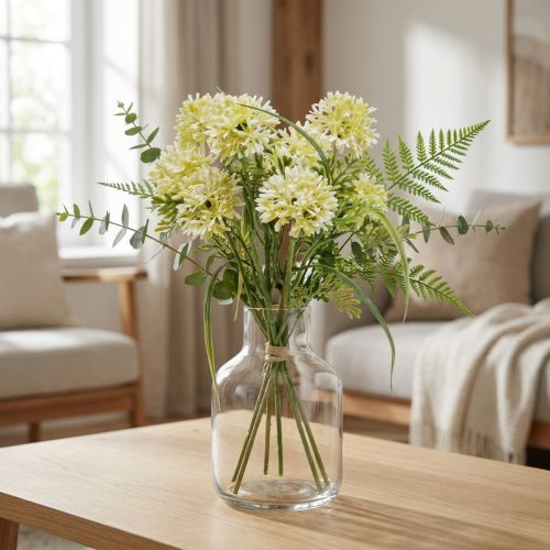 Kunstige blomster hvid allium dekoration prydløg 34cm 3 stk i bundt | Floristik24.dk