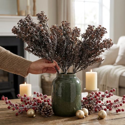 Kunstige planter brun efterårsdekoration vinterdekoration Drylook 38cm 3 stk | Floristik24.dk