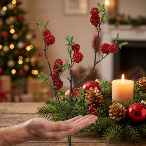 Bærgren kunstig julegren morbær 63cm | Floristik24.dk