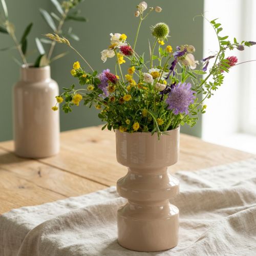 Metal blomstervase cappuccino brun emalje Ø9cm H17,5cm | Floristik24.dk