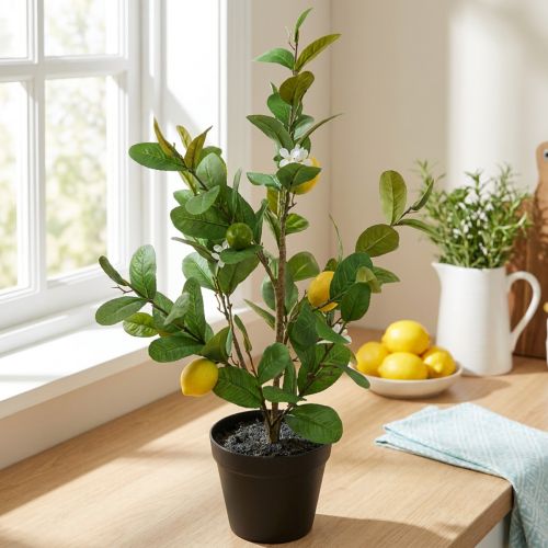 Kunstigt citrontræ i potte, 65 cm, dekorativ plante, kunstig plante | Floristik24.dk