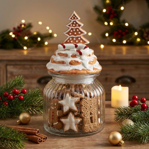 Julebonbonniere glas, gran kagedåse Ø11cm H21cm | Floristik24.dk