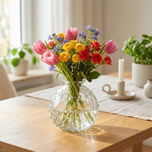 Artikel Lille glasvase kuglevase vase klar Ø8,5cm H8cm