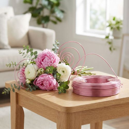 Aluminiumtråd Ø2mm 500g 60m i pink - Fleksibel, alsidig til blomster, gør-det-selv og dekoration | Floristik24.dk
