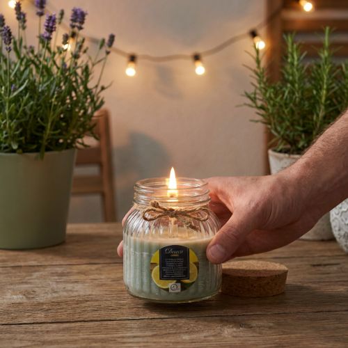 Duftlys i glas citronella salviegrøn H11,5cm | Floristik24.dk