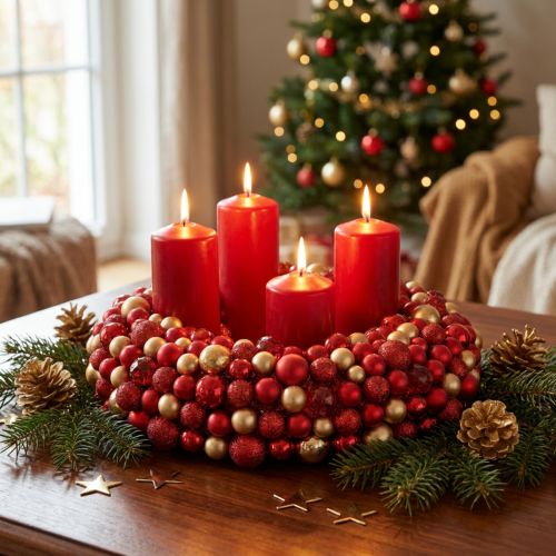 Adventskrans rødguld kuglekrans Jul Ø33cm | Floristik24.dk