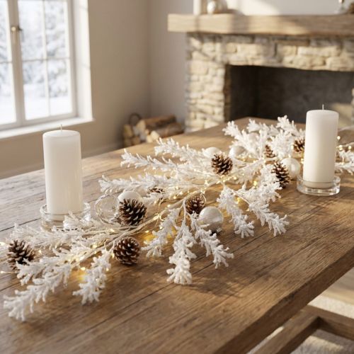 Artikel Kunstig vintergrendekoration frost vinterdekoration hvid 124 cm