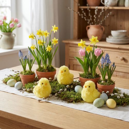 Artikel Dekorative kyllinger, perfekte til påskefestligheder i stuen eller haven, 7 cm, 6 stk.