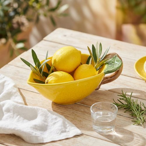 Dekorativ citronskål keramisk citronskål gul 17×8cm | Floristik24.dk