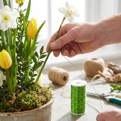 Bouillon-effekt tråddekoration Ø0,30 mm 100 g 140 m æblegrøn blomstertråd hobbytråd | Floristik24.dk