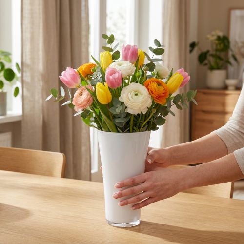 Vase “Fizzy” Ø16cm H27cm hvid, 1 stk | Floristik24.dk