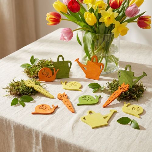 Scatter dekoration i træ med farverige motiver 4-6cm 72 stk | Floristik24.dk