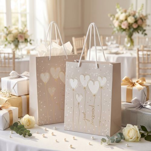 Artikel Gavepose “just gift” gavepose med hanke beige 18×10×23cm 2stk