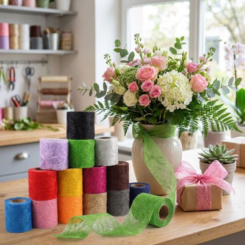 Fleece 8 cm 25 m assorterede farver | Floristik24.dk