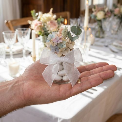 Organza bånd gavebånd hvid bånd kant 40mm 50m | Floristik24.dk