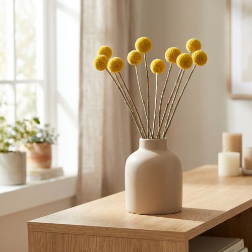Craspedia tørrede blomster, gule, 70 cm, dekorative, 10 stk. | Floristik24.dk