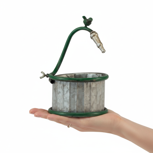 Artikel Metalplantekasse, regntønde, fugledesign, balkondekoration, Ø15,5 cm