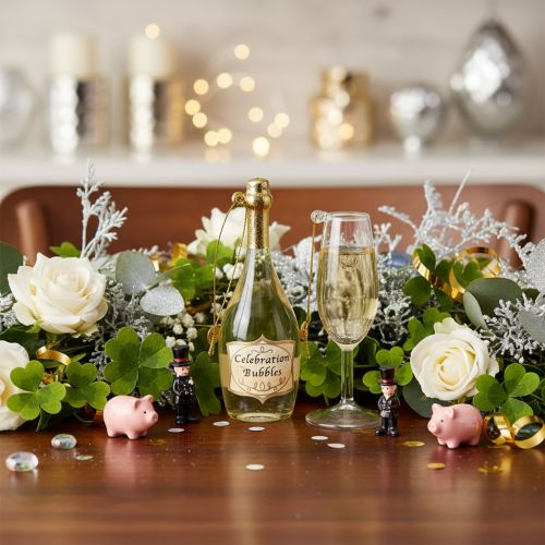 Champagneflaske og champagneglas vedhængssæt, juletræspynt, 14 cm, 2 stk. | Floristik24.dk