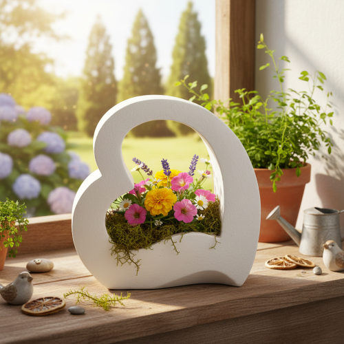 Hjerteformet dekoration til plantning og blomsterarrangementer, åbent design, moderne hjerteform, 19 cm | Floristik24.dk