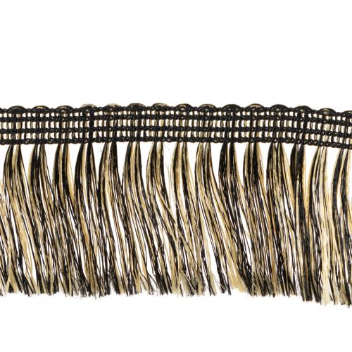 Artikel Sort og guld frynset kant 4 cm x 25 m - Ideel til kransdekoration, sørgebånd og vintage tilbehør
