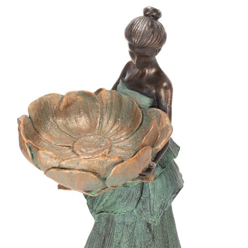 Artikel Kvindefigur med blomsterskål, dekorativ statue til æstetisk indretning og have, 55 cm