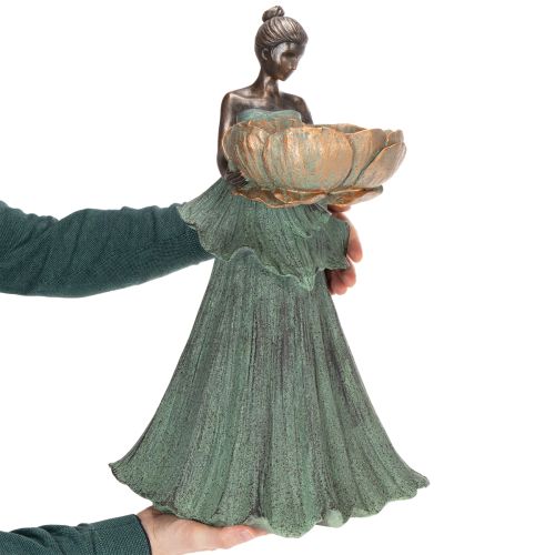 Artikel Kvindefigur med blomsterskål, dekorativ statue til æstetisk indretning og have, 55 cm