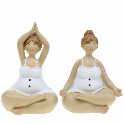 Floristik24 Yoga dame dekorationsfigur 11cm 2stk hvid