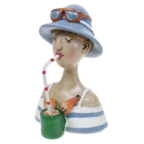 Artikel Kvinde Bust Cocktail Blå Hvid Dekorative Figurer H10,5cm 2stk