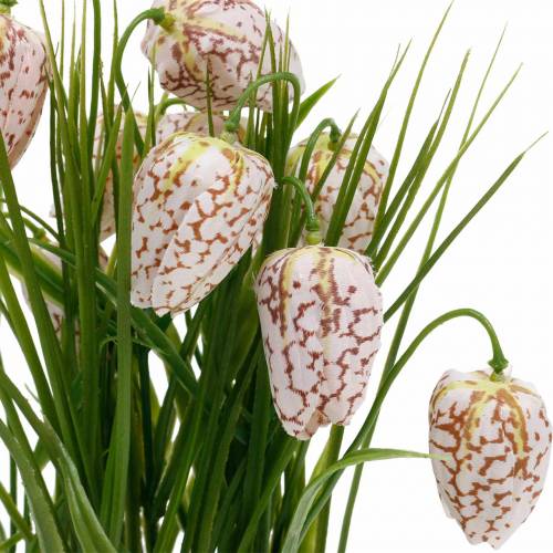 Floristik24 Pottede kunstig skakbrætblomst, forårsblomst Fritillaria, Silkeblomst Rød Hvid