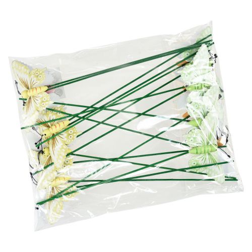 Floristik24 Blomsterprop træ dekorative sommerfugle på pind 23cm 16 stk