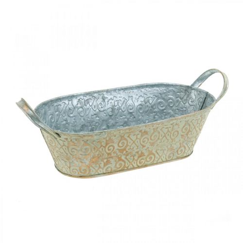 Floristik24 Forårsdekoration urtepotte oval metal planteskål med hanke vintage 28×15cm
