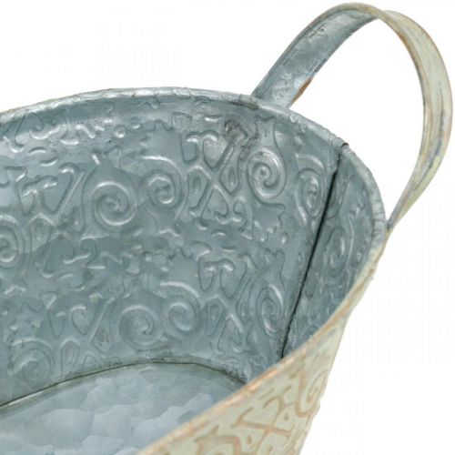 Floristik24 Forårsdekoration urtepotte oval metal planteskål med hanke vintage 28×15cm