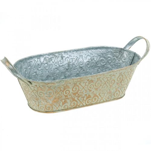 Floristik24 Forårsdekoration urtepotte oval metal med hanke planteskål vintage 33×17cm