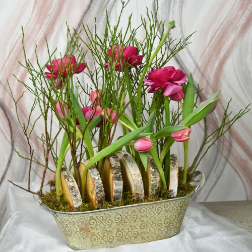 Artikel Forårsdekoration urtepotte oval metal planteskål med hanke vintage 28×15cm