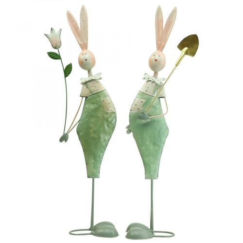 Artikel Forårsdekoration kaniner lavet af metal par kaniner H48cm
