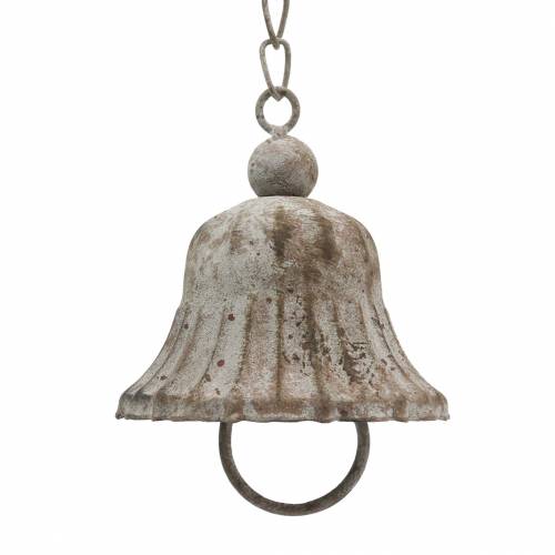 Floristik24 Metalklokke til ophængning med kroge, antik look, rustfrit stålrist Ø8,5cm H11cm