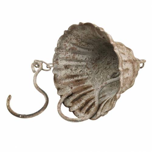 Floristik24 Metalklokke til ophængning med kroge, antik look, rustfrit stålrist Ø8,5cm H11cm