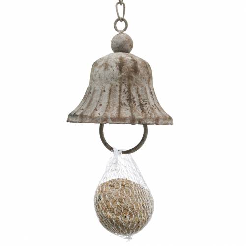 Floristik24 Metalklokke til ophængning med kroge, antik look, rustfrit stålrist Ø8,5cm H11cm