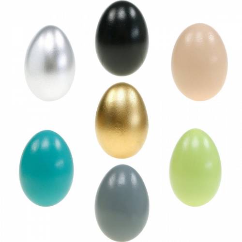 Gåseæg blæst æg Påskepynt forskellige farver 12 stk