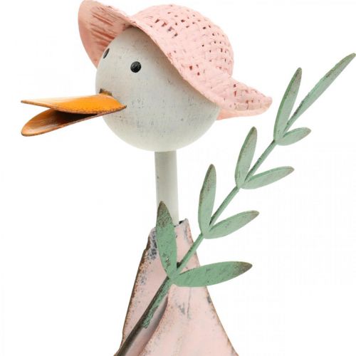 Floristik24 Stork med skovl, metalfugl med gren, dekorativ fugl, havefigur, metaldekoration H26/28cm sæt af 2