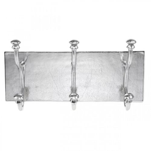 Floristik24 Garderobe med 3 kroge, krogliste til ophængning, dekorative kroge lavet af metal vintage look sølv L46cm