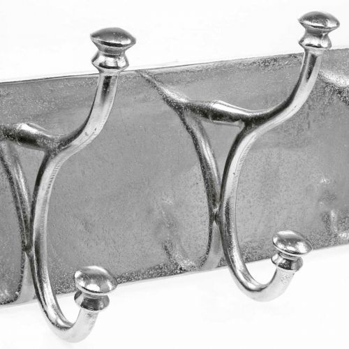 Floristik24 Garderobe med 3 kroge, krogliste til ophængning, dekorative kroge lavet af metal vintage look sølv L46cm