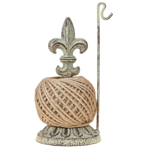 Artikel Antik dekorativ metal trådspoleholder med lilje og jute 20,5 cm