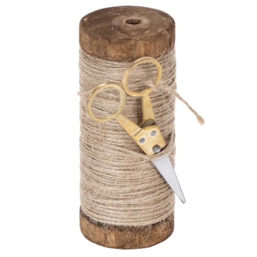 Floristik24 Garnspole med dekorativ saks Ø6,5 cm H15 cm 2 stk. Vintage stil
