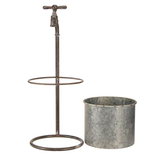 Artikel Havedekoration metal plantekasse med hane Ø16,5cm H42cm